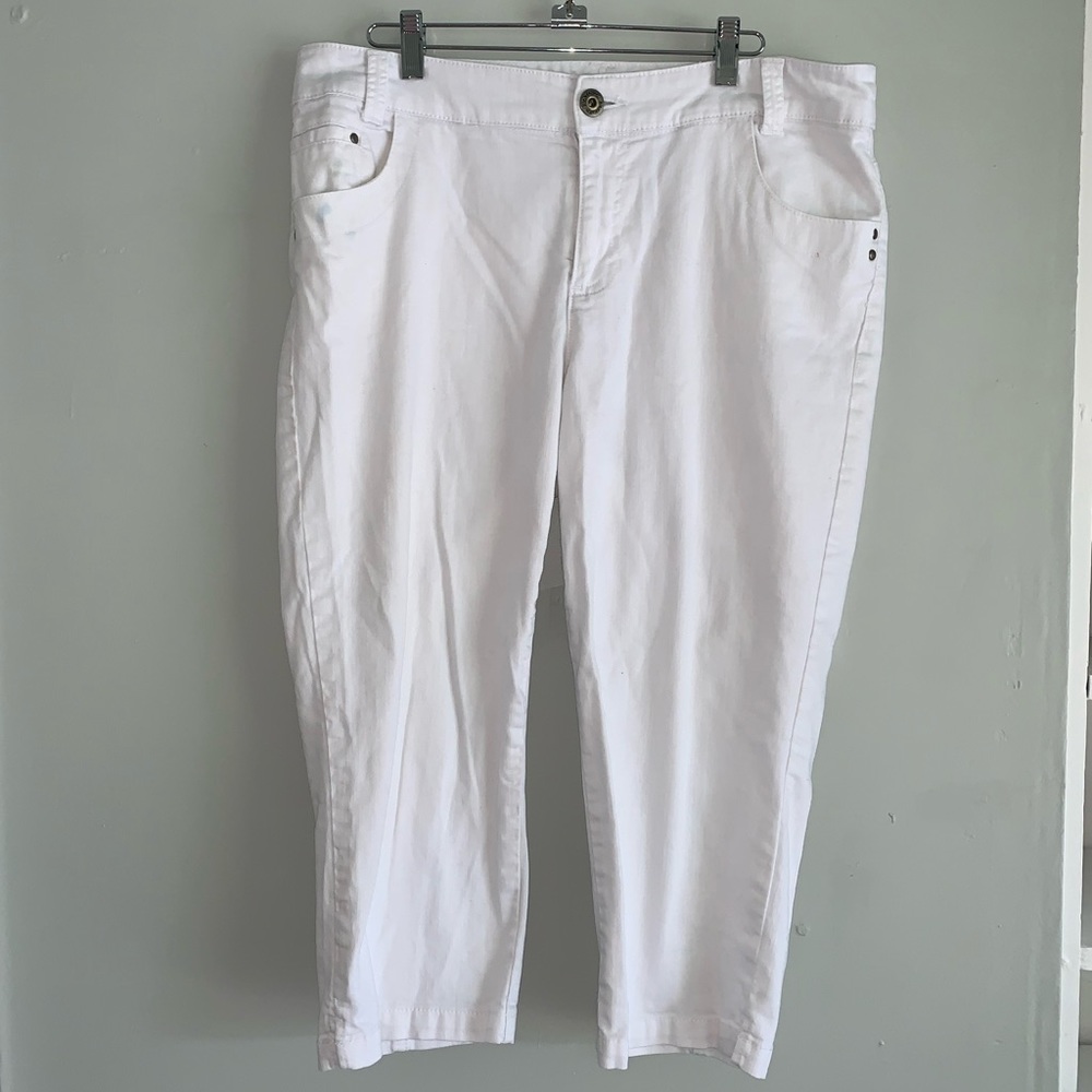Chico’s Platinum Denim Capris.
